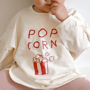 BOBOTCNUNU/2022 Есенна детска тениска с дълъг ръкав за момчета, скъпа долната риза с писмото принтом, Топ, детски дрехи Изображение 2