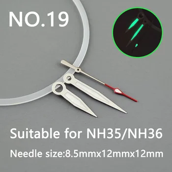 стрелка nh35 показалеца Сребърна игла зелен светещ, аксесоари за часовници, подходящи за секундни стрелки nh35 механизъм nh36 № 19