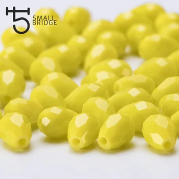 Австрия Свободни Крайни Сълза Форма Стъклени Перли, Дамски Сам Аксесоари За Бижута Perles С Дупка Жълти Кристални Мъниста На Едро Z805 Изображение 2