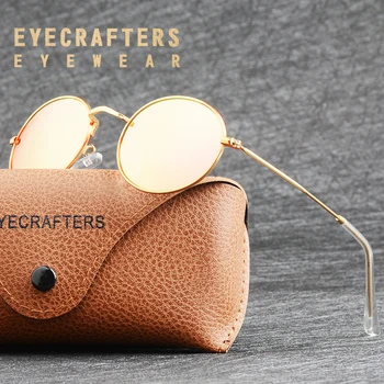 2022 Маркови Дамски Поляризирани Метални Очила За Шофиране, Мъжки Овални Реколта Ретро Очила, Малки Дизайнерски Класически Кръгли Слънчеви Очила Розов Цвят