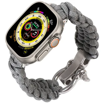 Найлонов Широка Каишка за Apple Watch Band Ultra 49 мм 45 мм 41 мм 44 мм 40 мм Гривна за Оцеляване на открито iWatch Серия SE 8 7 6 5 4 3 2 мм