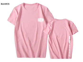 BomHCS Kpop SF9 RPM Памучен тениска Базова Тениска Унисекс Тениски с Къс Ръкав и Принтом Fanmade Спортни Блузи (Черно Розово Сиво Бял)