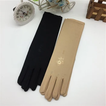 Дамски Тънки Еластични Ръкавици За Етикет със Средна дължина, Летни Дамски Слънчеви Ръкавици С Бродерия, Аксесоари За Шофиране на Кола, НОВИ