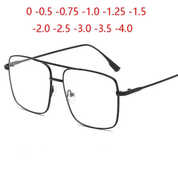 Голямата Дограма, Метални Очила по рецепта, Дамски Очила с квадратни лещи, Очила за късогледство, Мъжки недалновидни Люнеты 0 -0,5 -0,75 До -4,0