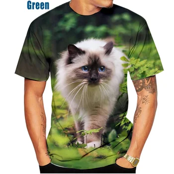 2022 Тениска с 3D принтом Краля на Cats, Забавна тениска с Сладък Котка и Къс ръкав, Лятна Градинска Стилен Мъжки и Дамски Ежедневни Блузи Изображение 2