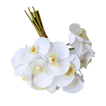 12 бр./лот от Момента на докосване на Бяла Орхидея PVC Изкуствени цветя, сватбени декорации mariage флорес начало декор договореност доставка
