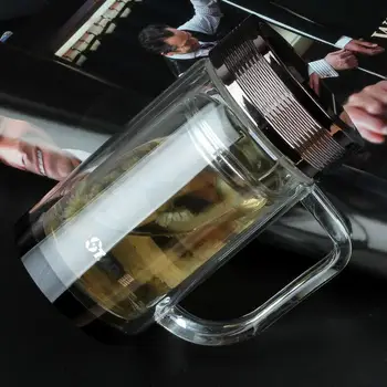 Стъклена Бутилка За Пиене, Нова Творческа Овални Благородна Бутилка За Вода С Приготвяне На Чай, Чаена Чаша, Двупластова Китайска Чаена Чаша