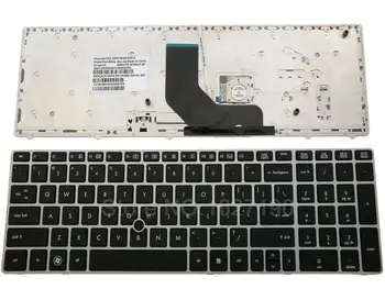 Us Клавиатура За HP 8560 P СРЕБРИСТА РАМКА С ЧЕРНА точка дръжка Нови Клавиатури за лаптопи 550112G00-035-G 9Z.N6GUF.201 HX201 641181-001