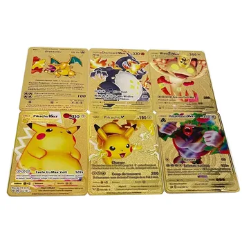 10 Стилове Новата Френска Версия на Карти Pokemon Charizard Пикачу Златен Метал VMAX Карта Битка Карти Търговска Игра Колекция на Карти Играчка