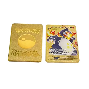 10 Стилове Новата Френска Версия на Карти Pokemon Charizard Пикачу Златен Метал VMAX Карта Битка Карти Търговска Игра Колекция на Карти Играчка Изображение 2