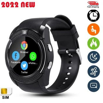 2022 НОВ V8 Smartwatch Bluetooth Talk Фитнес Сфигмы Подкрепа TF карта СИМ-карта гривна За Мъже и жени, спортни водоустойчив умен часовник