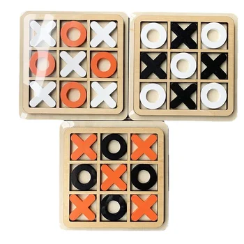 Дървени Тик-так-палеца XO Три Последователни Шах За деца за Ранно Образование Пъзел Забавление за Свободното време Битка Игра е 14 см