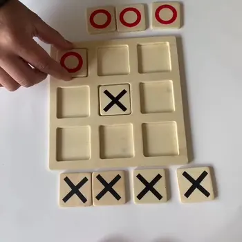 Дървени Тик-так-палеца XO Три Последователни Шах За деца за Ранно Образование Пъзел Забавление за Свободното време Битка Игра е 14 см Изображение 2