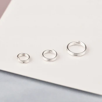 10шт S925 сребро направи си САМ бижута материал двойна халка ключодържател свързващо пръстен ръчно изработени във прости сребърни аксесоари Изображение 2