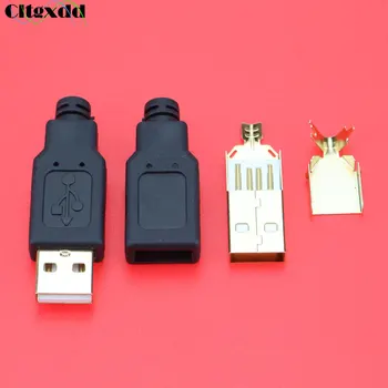 Cltgxdd 1 БР. Направи си САМ Конектор USB 2.0 Plug A Тип Мъжки 4 Пинов Адаптер В Събирането Тип Спойка на Черно За Свързване на Данни