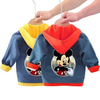 Детски дрехи от 1 до 10 години, деним яке с изображение на Мики от карикатура, есенни Палта, дрехи за разходка на малки момчета и момичета, яке, детски жилетка, яке