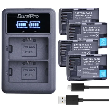 DuraPro 2650 mah LP-E6 LP-E6N Батерия LP E6 E6N Bateria 