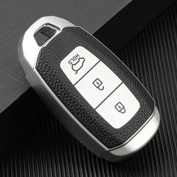Кожена + TPU Калъф за дистанционно на Ключа на Автомобила Hyundai I30 Ix25 Elantra КОНА Solaris Azera Grandeur Ig TM Accent Santa Fe Palisade