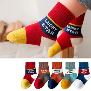 5 чифта детски чорапи, бебешки чорапи, средно тръба, детски чорапи, latticework чорапи за момчета и момичета, детски чорапи, сладки чорапи Изображение 2
