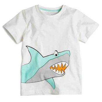 Гореща Разпродажба, Риза за малки момчета и момичета от 18 месеца до 6 години, летни детски Потници, Облекло, Скъпа Креативна детска Тениска с карикатура акула