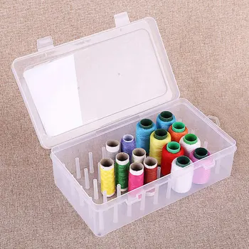 2022 Кутия За Съхранение На Инструменти За Домашна Употреба Прозрачен Син Цвят Пластмасова Кутия За Шпульки Шевни Шпульки За Съхранение На Конци Сортиране Калъф Органайзер