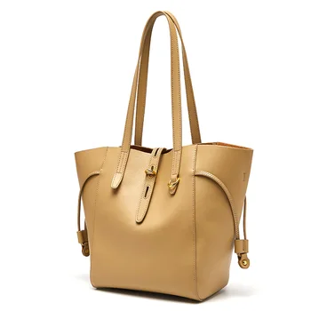 Дамска чанта-тоут от телешка кожа 2022, Нова Тенденция, Универсална Модерна чанта чанта На едно рамо, женствена чанта За пътуване до работа, по-голямата голям чанта Изображение 2