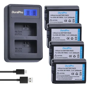 DuraPro 2000 ма батерия NP-FW50 NP FW50 Батерия + LCD-дисплей, Dual USB Зарядно Устройство За Sony a6500 a6400 a6300 a6000 a5000 a3000 NEX-3 a7 7R a7R a7R II