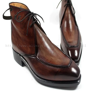 мъжки кожени обувки cie с квадратни пръсти по поръчка, покрив от телешка кожа, ръчна изработка, вътрешна подметка, дишащи кожени обувки на щиколотке A33