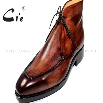 мъжки кожени обувки cie с квадратни пръсти по поръчка, покрив от телешка кожа, ръчна изработка, вътрешна подметка, дишащи кожени обувки на щиколотке A33 Изображение 2