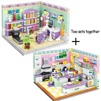 3D Мини-Приятели За Момичета Ъгъл Принцеса Спалня Модел на Дома Градивен елемент на MOC Креативни Кухненски Тухли Играчки, Детски Подаръци