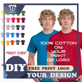 БЕЗ лого Цената на Мъжки t-shirt по поръчка с логото на фирмата или вашия образ Мъжки тениски от 100% памук Топ Добави, отпечатани на вашия дизайн