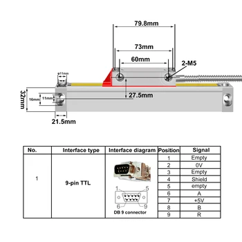 Ditron Гореща Продажба на 200-1000 мм Dro Линейна Стъклени Скала / Оптичен энкодер с Висока Точност Изображение 2
