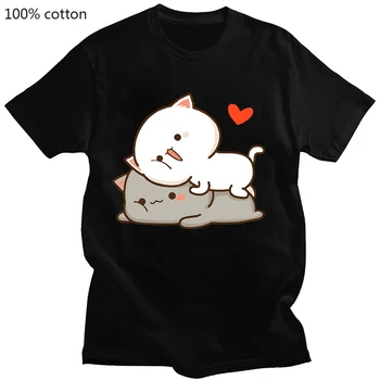 Тениски с Анимационни Принтом Peach Cat Goma Mochi, Кавайная Дамски Дрехи, Дрехи в Корейски Стил, Тениска Harajuku, Блузи от 100% памук