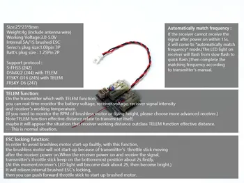 AEORC RX24X серия Mini Micro RX 4-канален приемник Вграден 1S 5A матиран ESC с линейно серво (1,00 Пин 3P) с Щепсел С TELEM Изображение 2