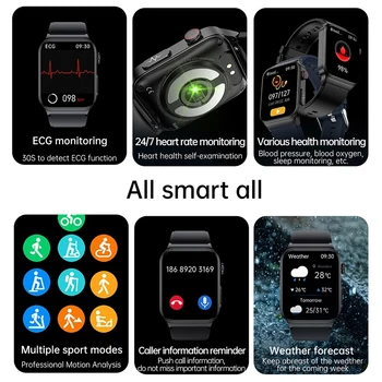 Смарт Часовници с Нивото на глюкоза В кръвта, Мъжки ЕКГ, Кръвно Налягане, Сърдечна Честота, Часовници С Температура на Тялото, Водоустойчиви Спортни Фитнес Часовник Bluetooth Smartwatch Изображение 2
