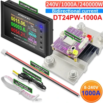 DT24P 240 В/1000A IPS цифров дисплей DC Мощност Волтметър Амперметър Батерия Капацитет Тестер за напрежение Сензор детектор Метър За Приложения