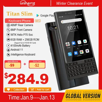 Глобалната версия на Unihertz ТИТАН SLIM 6 GB 256 GB Android Смартфон 11 Qwerty Клавиатура за Мобилен телефон 48MP NFC 4100 mah 4G Мобилен телефон
