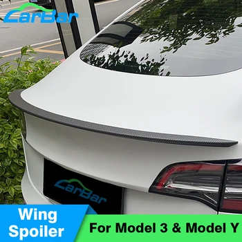 Carbar Спойлер За Броня За Tesla, Модел 3 Модел Y 17-22 От Въглеродни Влакна, ABS Отзад на Багажника Спойлер За Устни Инсталация на Автомобила Аксесоари За Подреждане