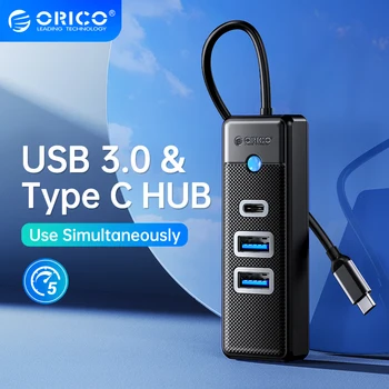 ORICO USB 3.0 Тип C HUB Многопортовый 3 Порта 5 Gbit/с Високоскоростен Мини Ивица на Преносим OTG Адаптер За КОМПЮТРИ и Компютърни Аксесоари
