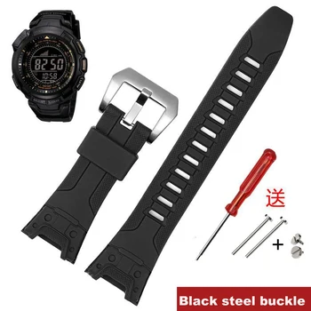 Висококачествен гумен ремък За Casio PRG-110Y/PRW-1300Y, черен каишка за часовник от смола, Аксесоари, Силиконови Каишки за часовник PROTREK, 26 мм