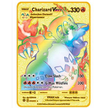 2021 НОВИ Карти Pokemon Метални Vmax Пикачу Венузавр Гренинья Златна V Колекция на Карти Подарък Детска Игра Колекция от Карти Изображение 2