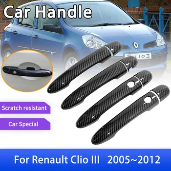 Капачка Външна Дръжката на Вратата от Въглеродни влакна за Renault Clio 3 III 2005 ~ 2012 Lutecia Euro Clio автоаксесоари Етикети за Полагане на Покритие