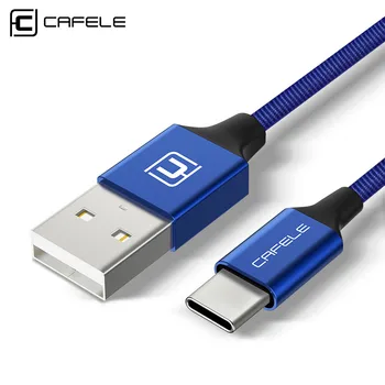 Кабел Cafele USB-C за Xiaomi A1 Type C Кабел за Зареждане и Трансфер на данни USB Type C Найлонов Плат USB-кабел за Samsung S8