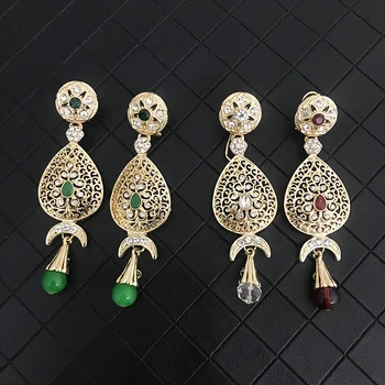 Марокански класически изтънчен стил дамски обици капка ръчно изработени мъниста висулка сватбени кристални обеци бижута