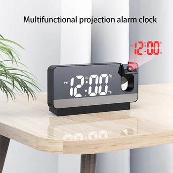 180 ° Завъртане на LED Цифров Прожекционен alarm clock USB Електронен Тавана Проектор Будилник за Спалня Нощни и Настолни Часовници