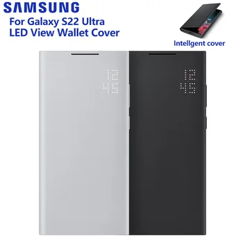 Samsung Оригиналния Smart Led Вид на Калъф За Samsung Galaxy S22 Ultra 5G S22Ultra LED Портфейла флип-надолу на Кутията