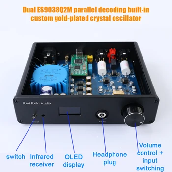 Род Rain Аудио DA10 Аудио Декодер Bluetooth Усилвател За Слушалки, Двоен ES9038Q2M КПР QCC5125 LDAC Amanero USB Карта DSD512 TPA612A2
