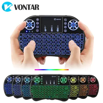 VONTAR i8 7 Цвята с Подсветка 2,4 G Безжична Клавиатура Air Mouse Английски Руски Тъчпад Ръководство за Android TV BOX T9 H96 Max plus