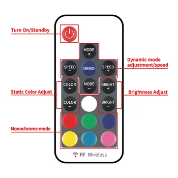 17 Ключ Led Дистанционно Управление Мини RF Контролер за Безжична Led Димер RGB с Дистанционно Управление За 2835 5050 RGB Ивица Светлина Изображение 2