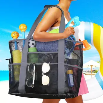 Голяма Плажна Чанта Годишна Пътна Мрежа Чанта За Съхранение Чанта Плажна Окото Чанта За Съхранение На Дрехи Плуването Сгъваема Преносима K1c6